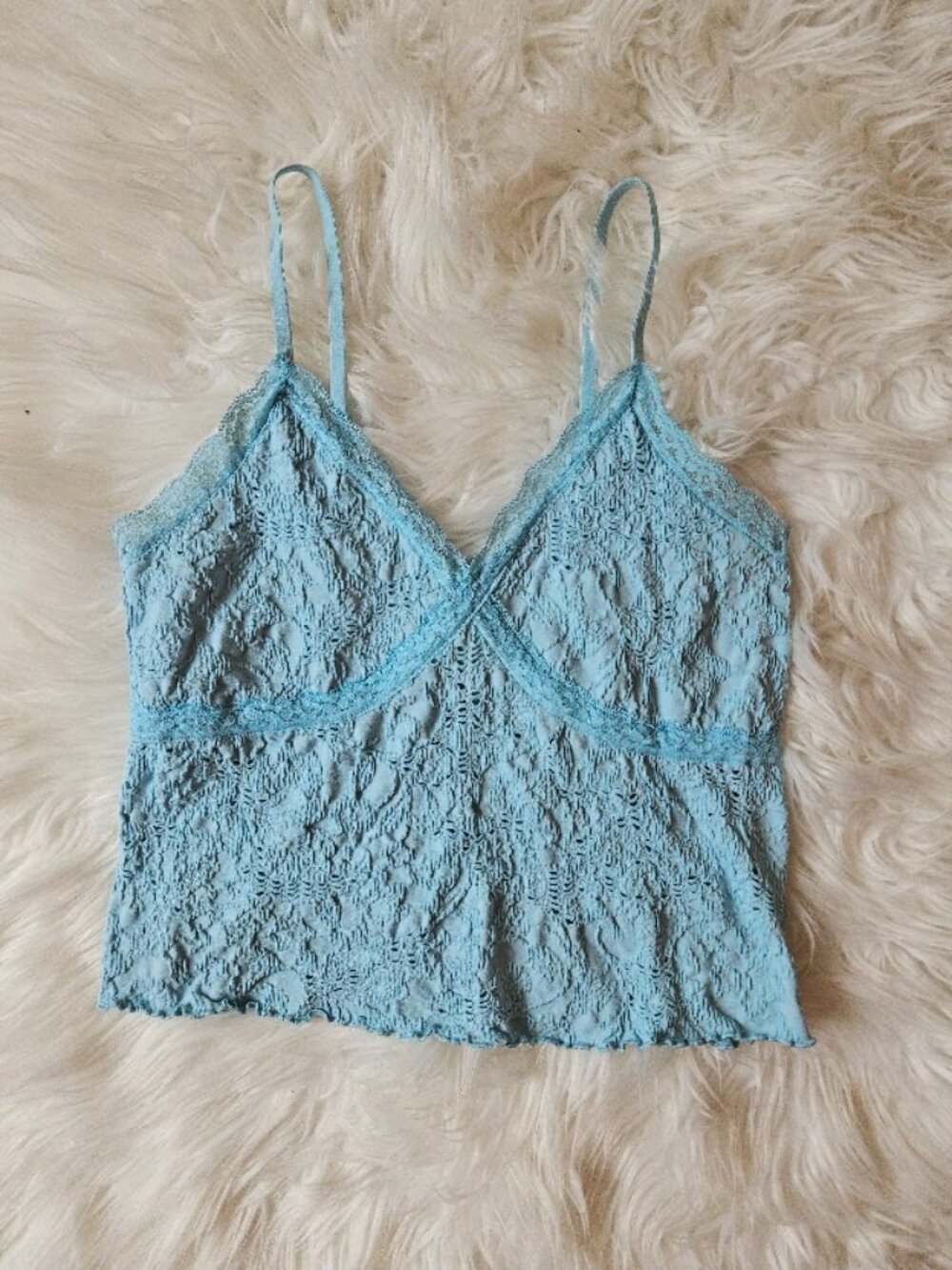 SO Y2K Blue Lace 90s 2000s coquette balletcore fairycore cami crop tank top